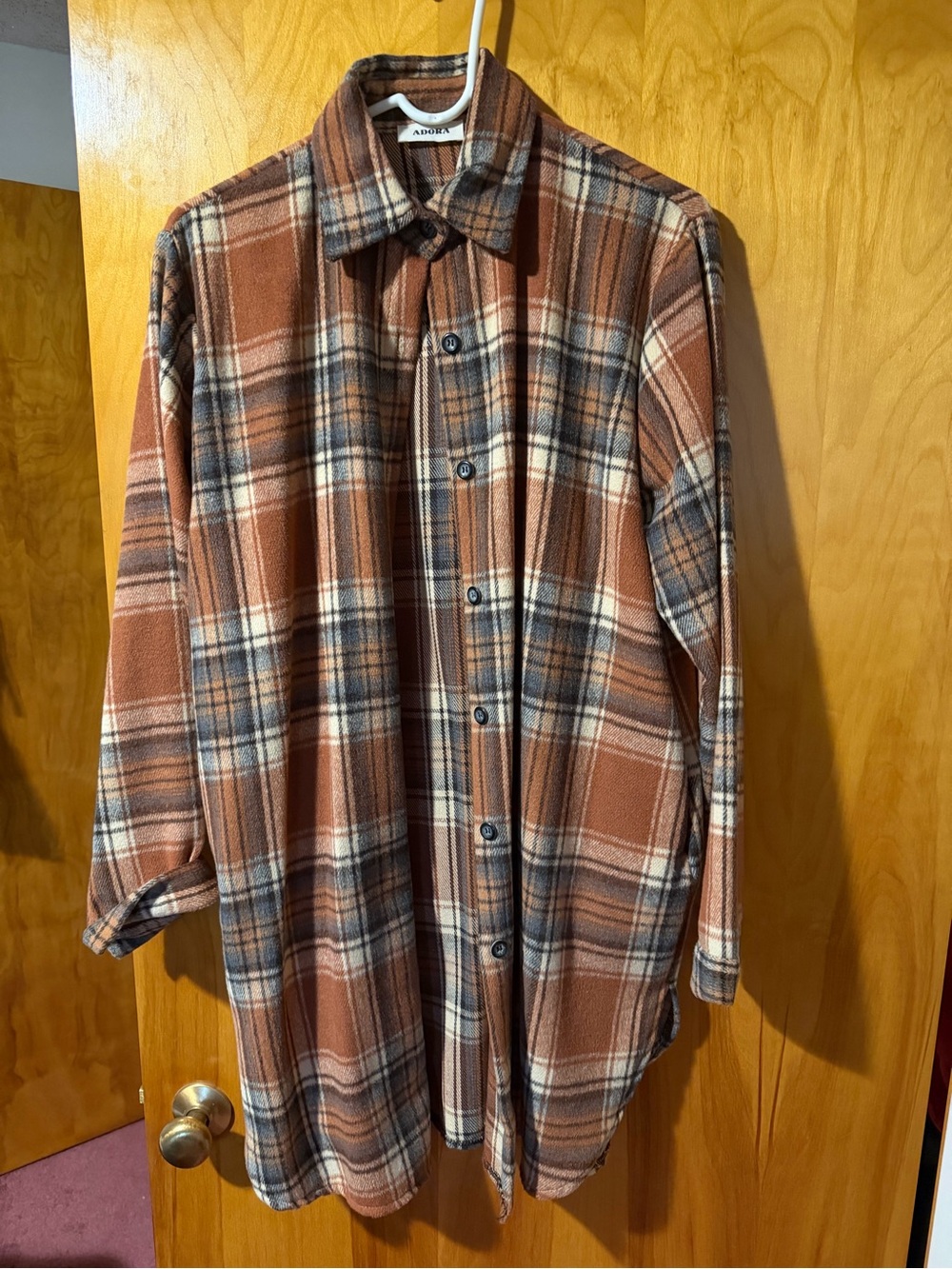 ADORA Brown Plaid Lightweight Shirt Jacket